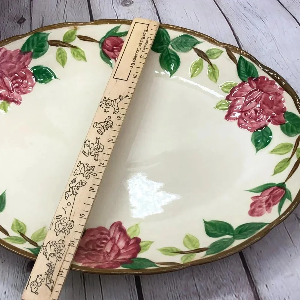 vintage NORLEANS eathware american beauty rose platter or serving bowl